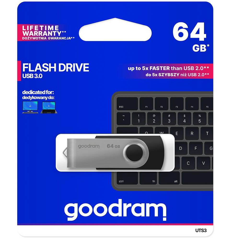 Pendrive GoodRAM 64GB UTS3 BLACK USB 3.0 - retail blister