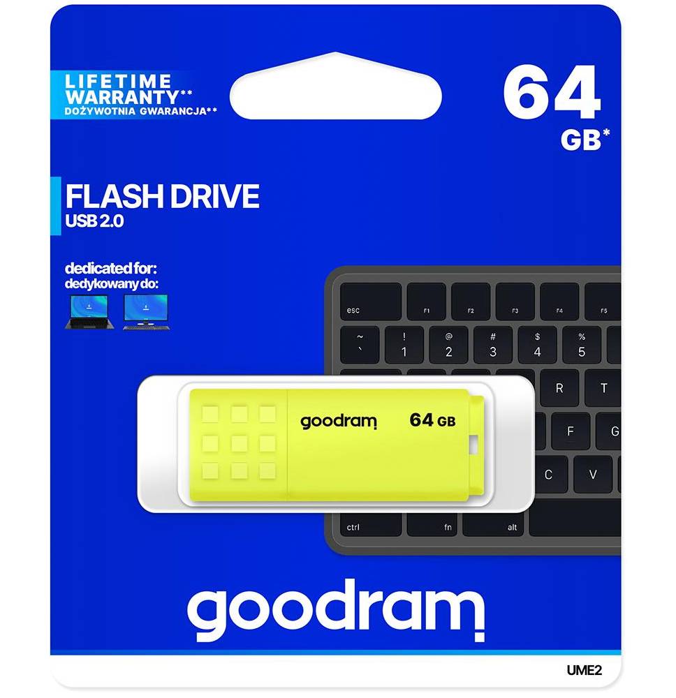 Pendrive GoodRAM 64GB UME2 yellow USB 2.0 - retail blister