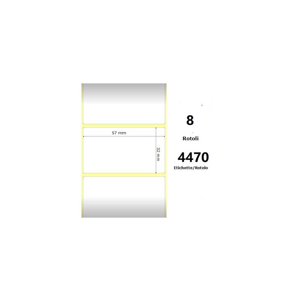 White 57x32mm,4470 Et/Rotolo Z-1000D,2.2x1.3x3 Core,8 Rolls