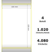 White 100x150mm,1020 Et/Rotolo Z-1000D,3.9x5.9x3 Core,4Rolls