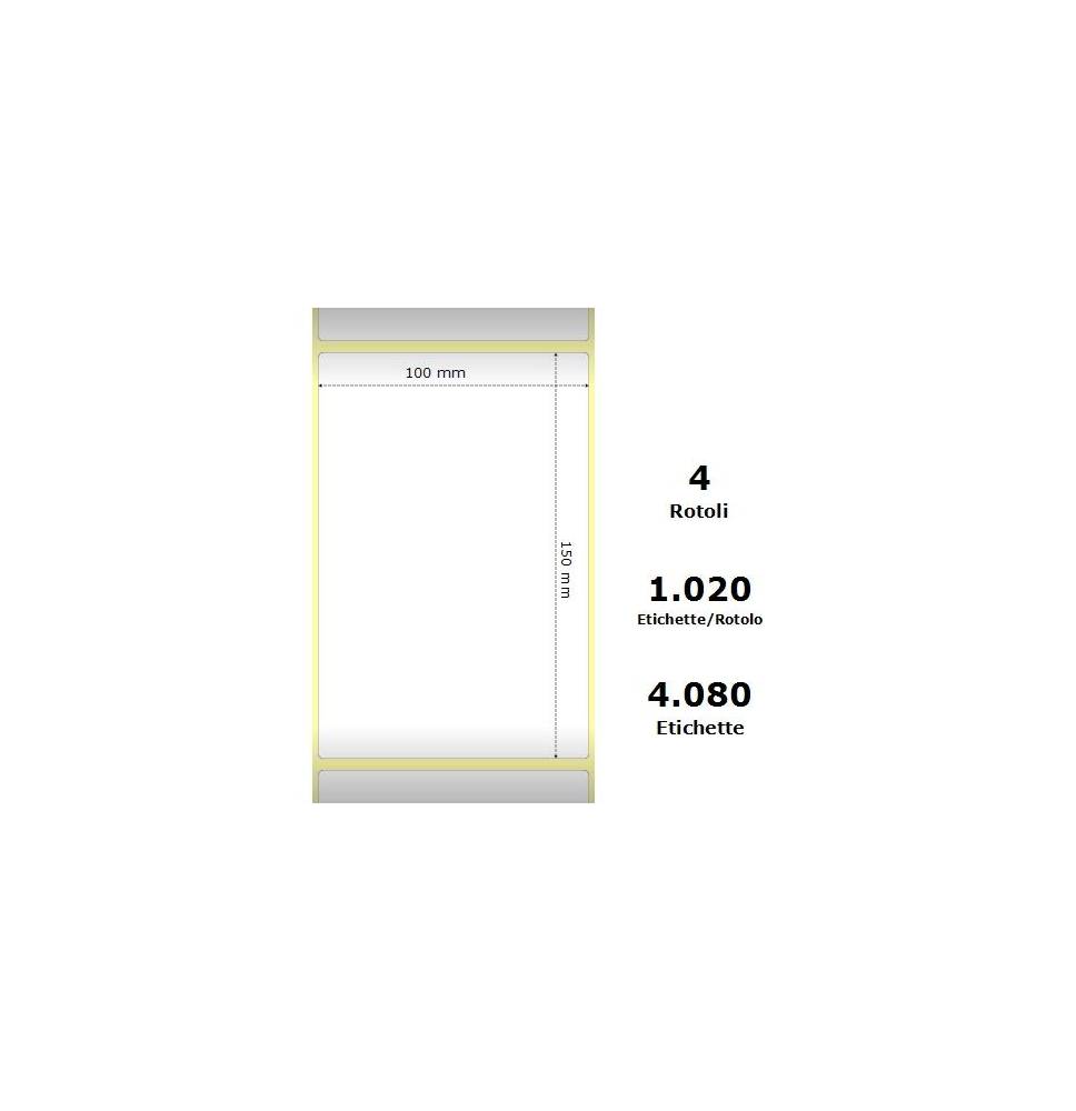 White 100x150mm,1020 Et/Rotolo Z-1000D,3.9x5.9x3 Core,4Rolls