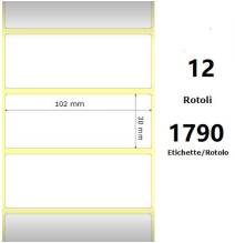White 102x38mm,1790 Et/Rotolo Z-1000D, 4x1.5x1Core, 12 Rolls