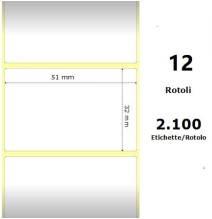 White 51x32mm,2100 Et/Rotolo Z-1000D, 2x1.3x1 Core, 12 Rolls