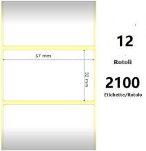 White 57x32mm, 2100Et/Rotolo Z-2000D 2.25x1.25x1Core,12Rolls