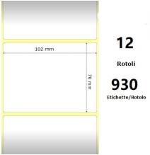 White 102x76mm, 930 Et/Rotolo Z-2000D 4x3x1 Core, 12 Rolls