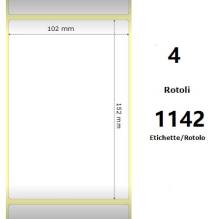 White 102x152mm,1142 Et/Rotolo Z-2000D, 4x6x3 Core, 4 Rolls
