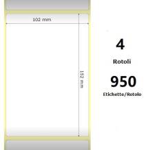 White 102x152mm,950 Et/Rotolo Z-2000D, 4x6x3 Core, 4 Rolls