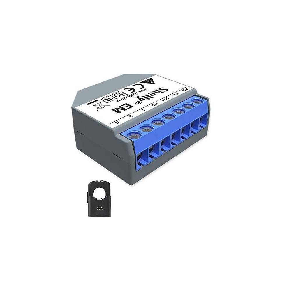 Shelly EM - Modul contatore energia Wi-Fi+pinza contatto 50A