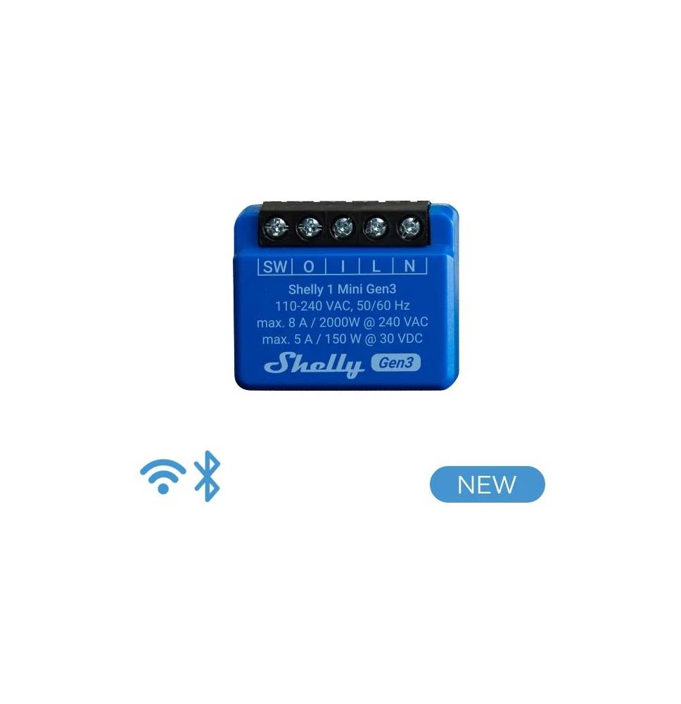 Shelly Mini 1 GEN 3 - Smart Relay 8A AC/DC WiFi/BT