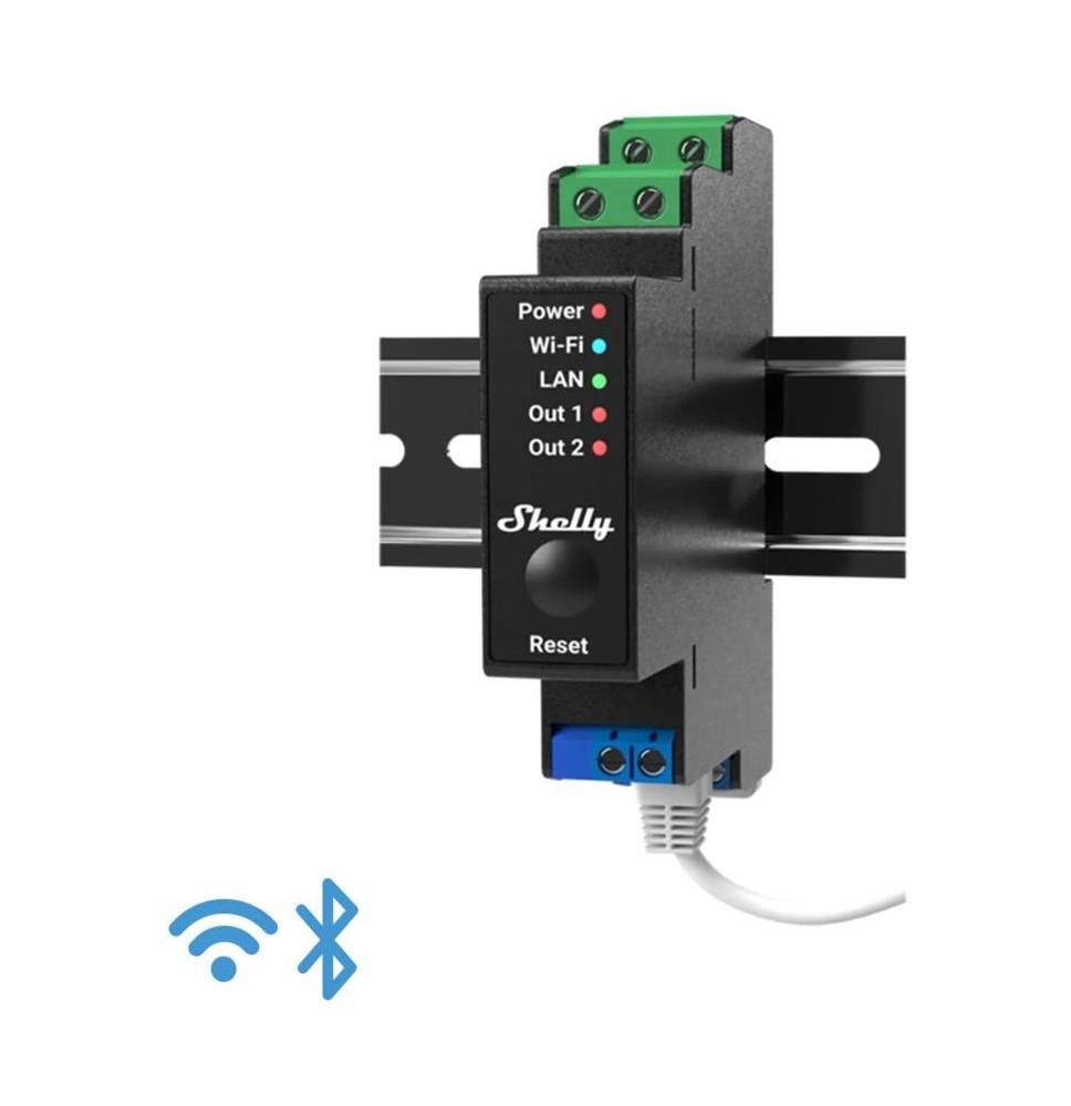 Shelly Pro 2PM - IP Smart Relay DIN 2ch. LAN/WiFi/BT + PM