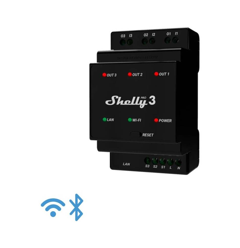 Shelly Pro 3 - IP Smart Relay DIN 3ch. LAN/WiFi/BT