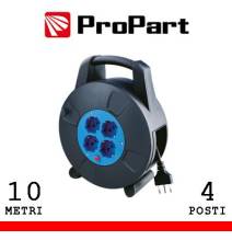 Avvolgicavo 4pos bipasso/schuko 10metri con protez. termica