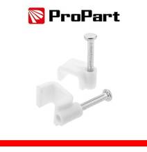 Chiodini con fermacavo piatto 6mm bianco 100pz