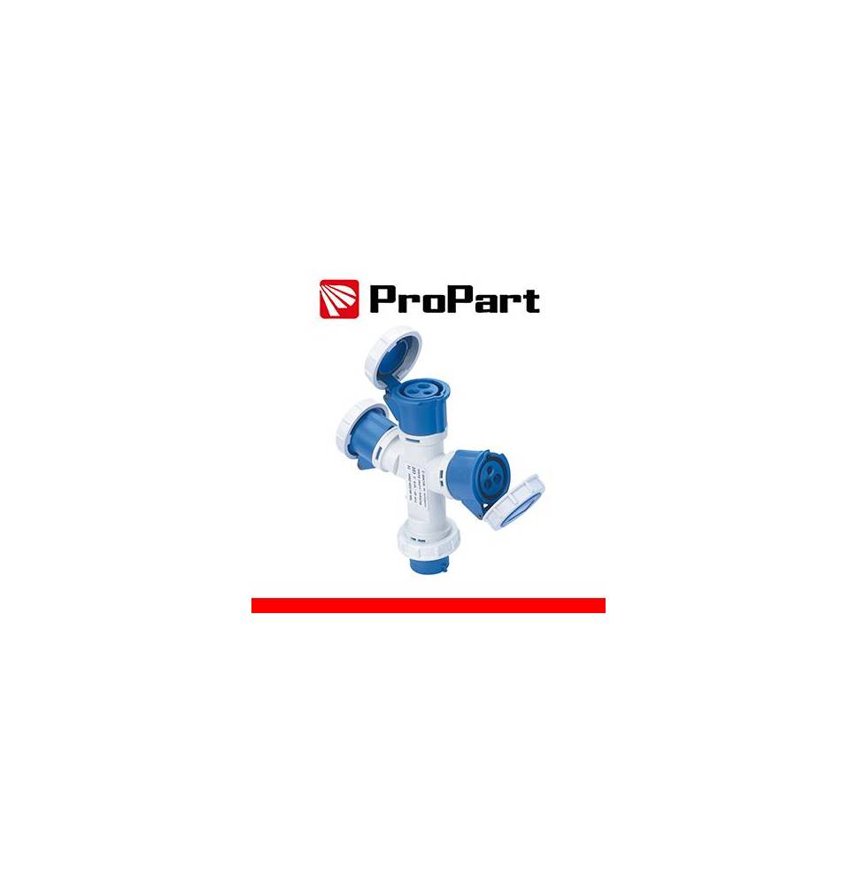 Adattatore triplo Spina ind.16A 2P+T 220-250V CEE IP67