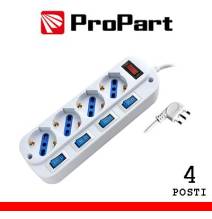 Multipresa 4pos bipasso/schuko spina16A +interr. multipli