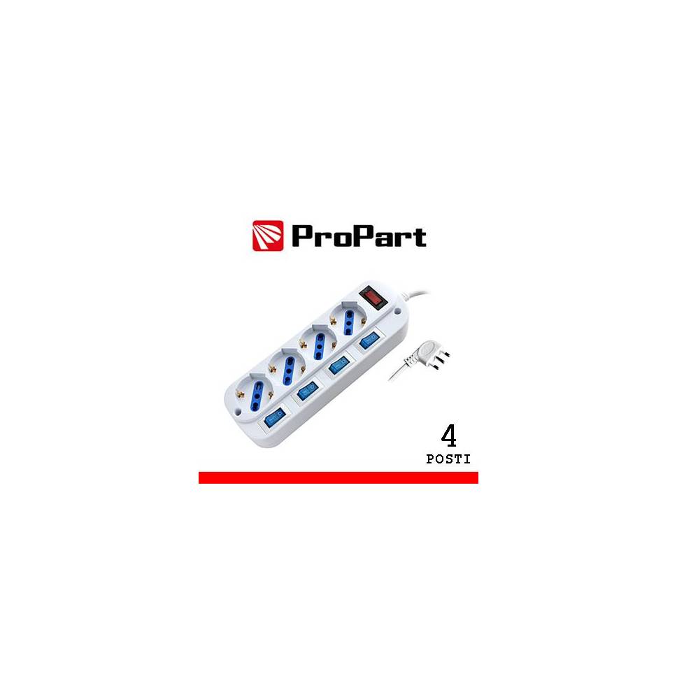 Multipresa 4pos bipasso/schuko spina16A +interr. multipli