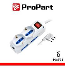 Multipresa 6pos bipasso + bipasso/schuko spina16A +interr.