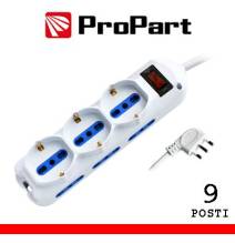 Multipresa 9pos bipasso + bipasso/schuko spina10A + inter.
