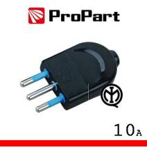 Spina 10A 2P+T nera polybag