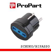 Adattatore bipasso spina schuko nero polybag