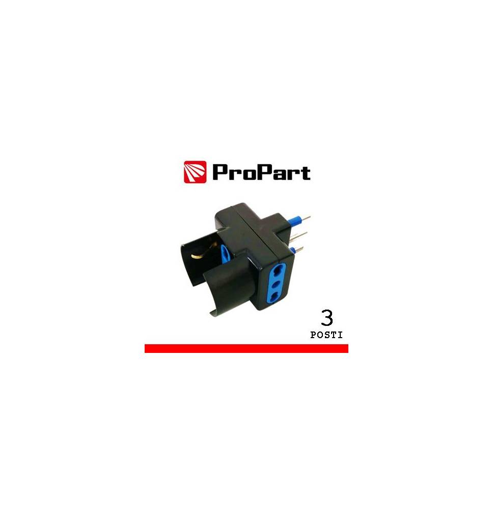 Adattatore 3pos bipasso/schuko spina16A polybag nero
