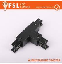 FSL Connettore Forma T sinistra per Binario Trifase - Colore NERO