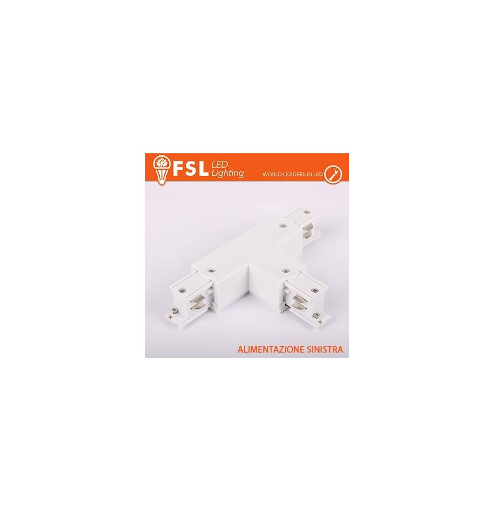 FSL Connettore Forma T sinistra per Binario Trifase - Colore BIANCO