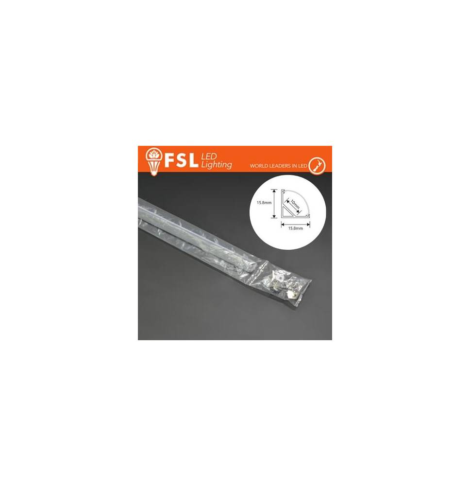 KIT PROFILO ALLUMINIO 6063 - Angolare 2m SILVER - Certificato 20w/m
