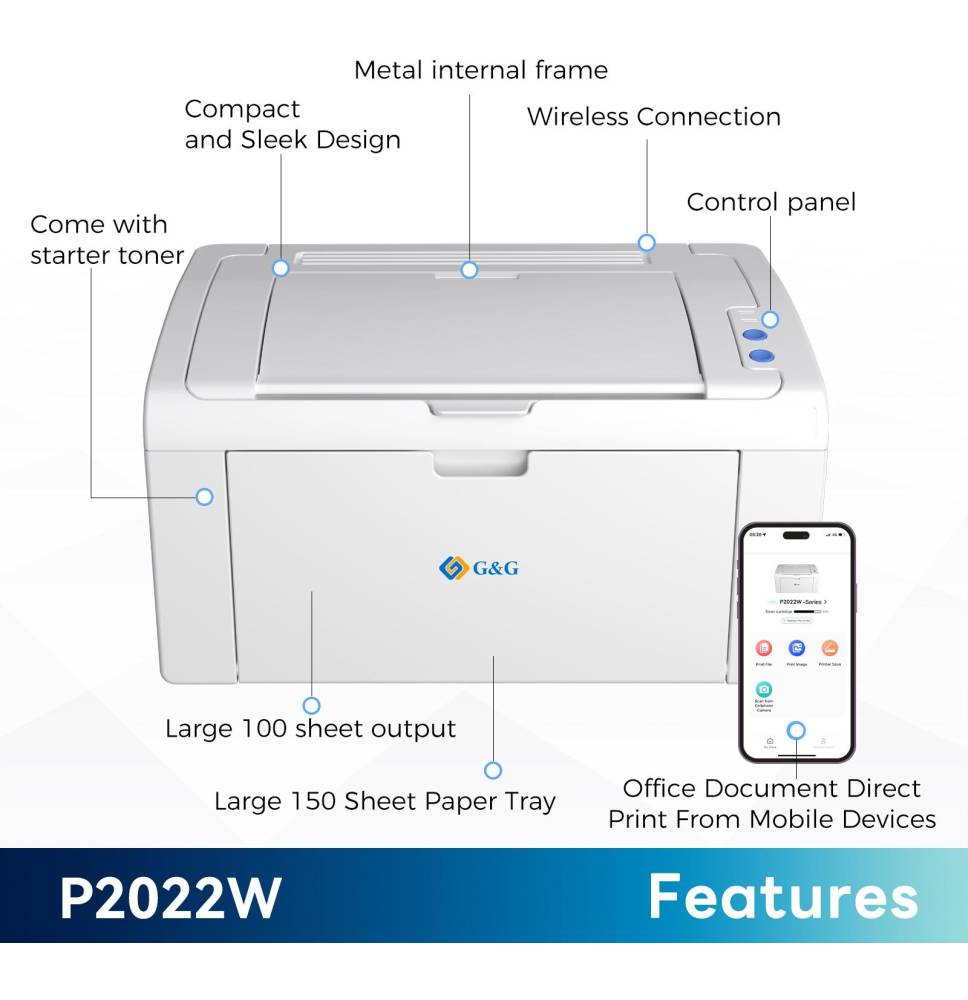 G&G P2022W Single Funzione A4 22ppm  Wi-Fi