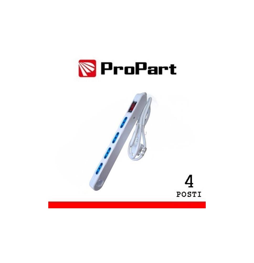 Multipresa Salvaspazio 4posti 2P+T bipasso con protez Spina 10A + interr