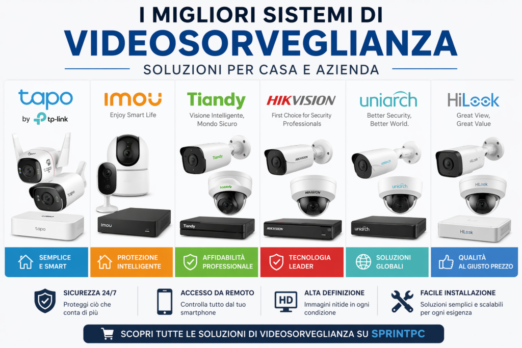 Sistemi di videosorveglianza IP Tapo, Imou, Tiandy, Hikvision, Uniarch e HiLook per casa e azienda
