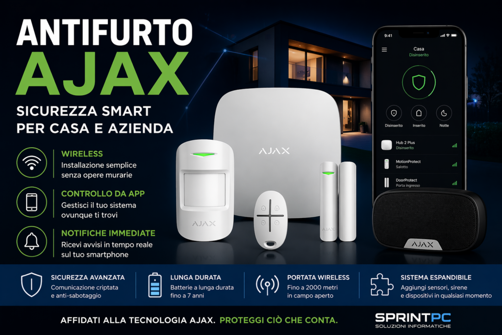 Antifurto Ajax sistema wireless sicurezza casa azienda SprintPC