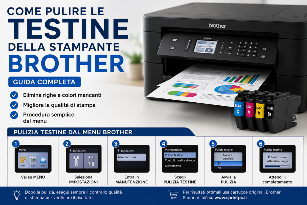 come pulire testine stampante Brother guida completa