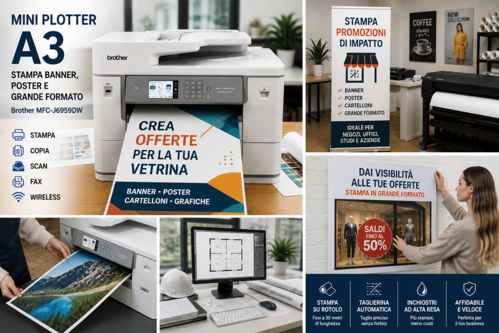 mini plotter A3 Brother MFC-J6959DW stampa banner e grande formato