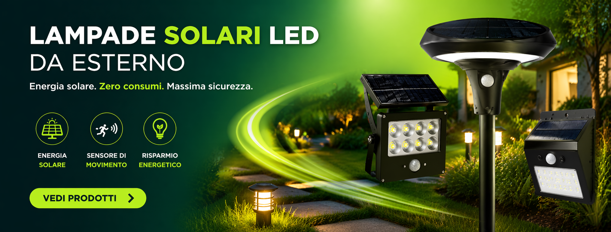 Lampade solari LED da esterno con sensore movimento illuminazione giardino