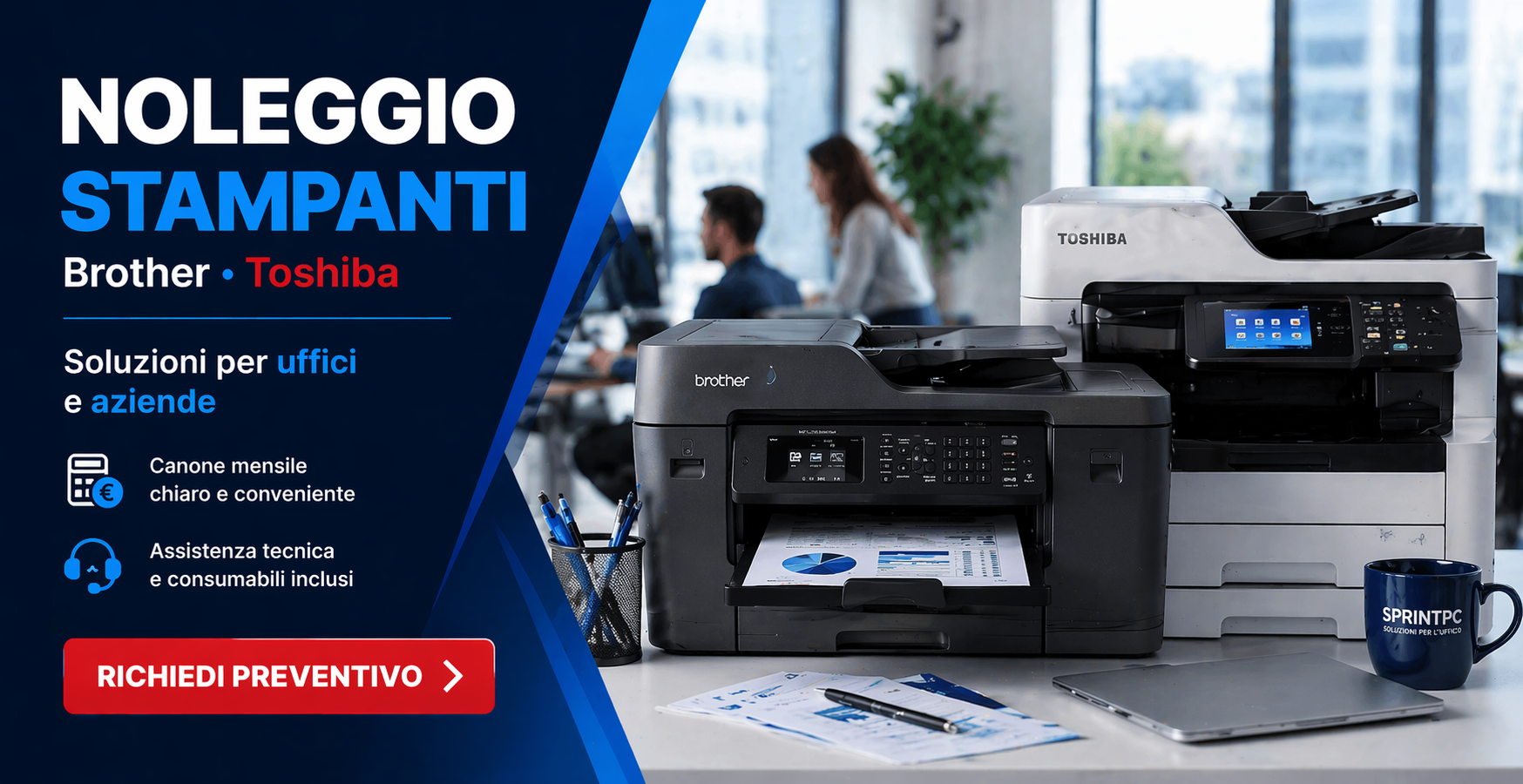 noleggio stampanti multifunzione Brother Toshiba ufficio
